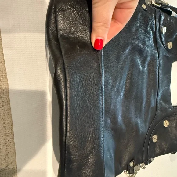 Foley + Corinna Black Leather Shoulder Bag with Silver Accents - Picture 8 of 13